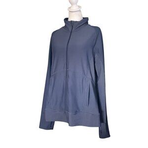 BCBG Paris XXL Womens Full-Zip Blue Jacket With Stand Collar & Thumb Holes